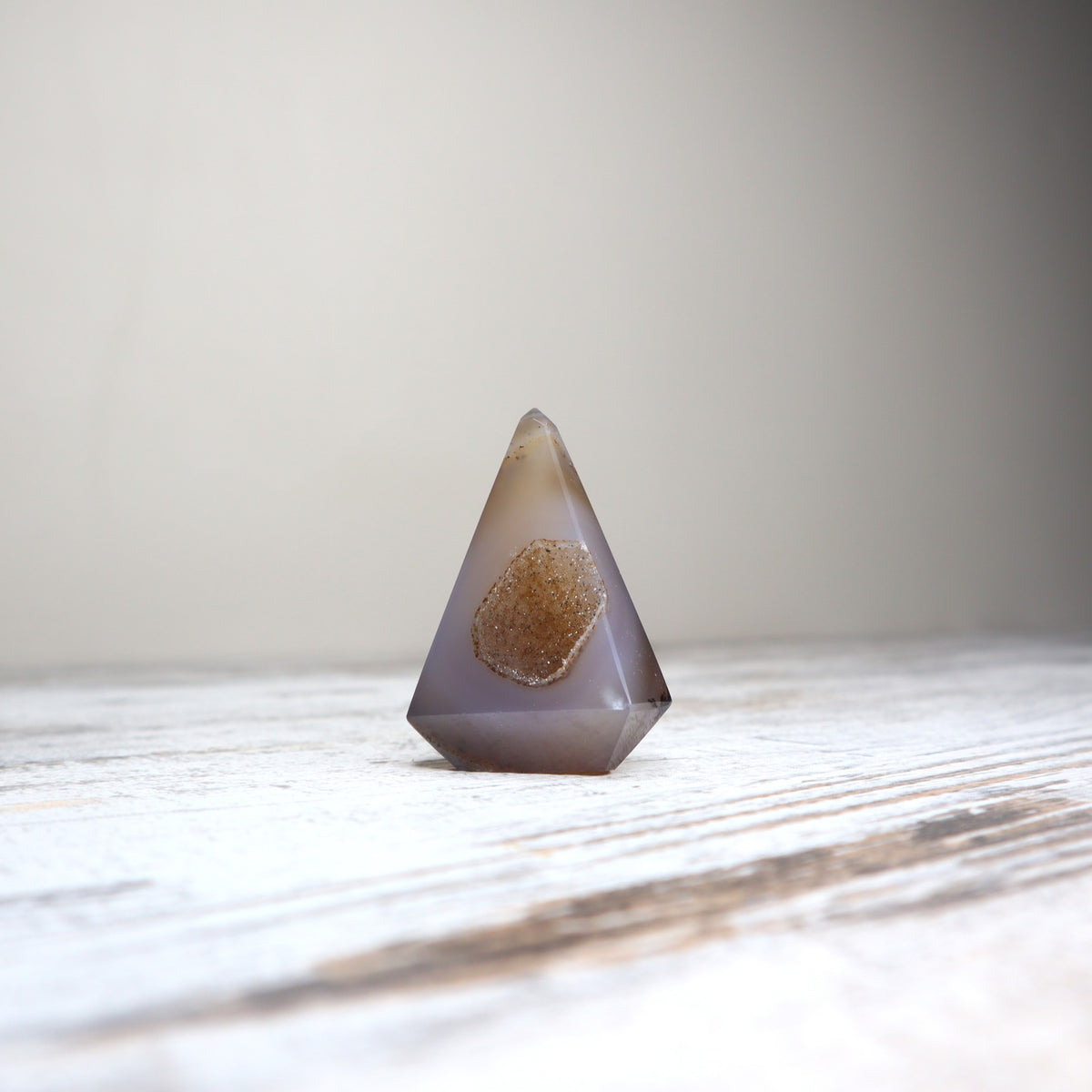 Druzy Milky Agate Diamond | Grounded Glow + Subtle Sparkle