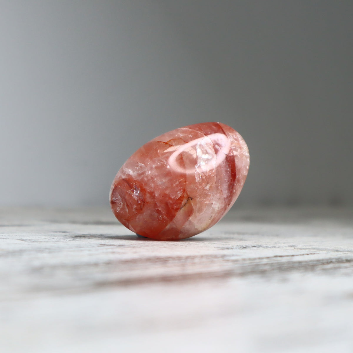 Fire Quartz Palm Stone | Grounding, Courage & Emotional Clarity