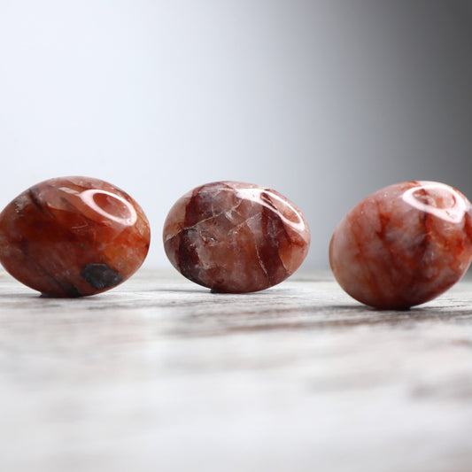 Fire Quartz Palm Stone | Grounding, Courage & Emotional Clarity