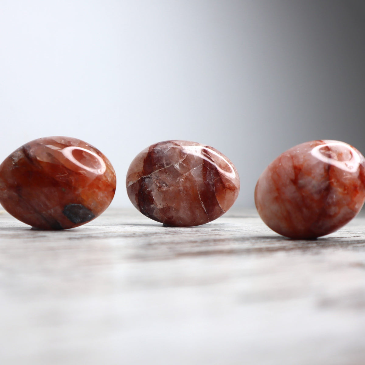 Fire Quartz Palm Stone | Grounding, Courage & Emotional Clarity