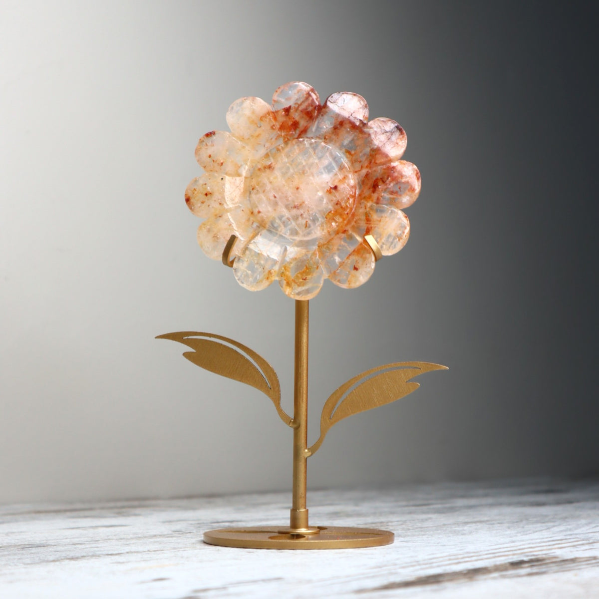Hematoid Quartz Sunflower on Stand | Joy, Vitality & Positive Energy
