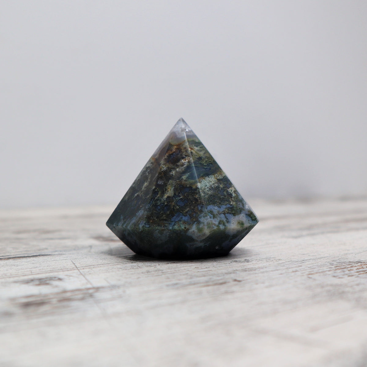 Moss Agate Diamond Carving | Growth, Grounding & New Beginnings