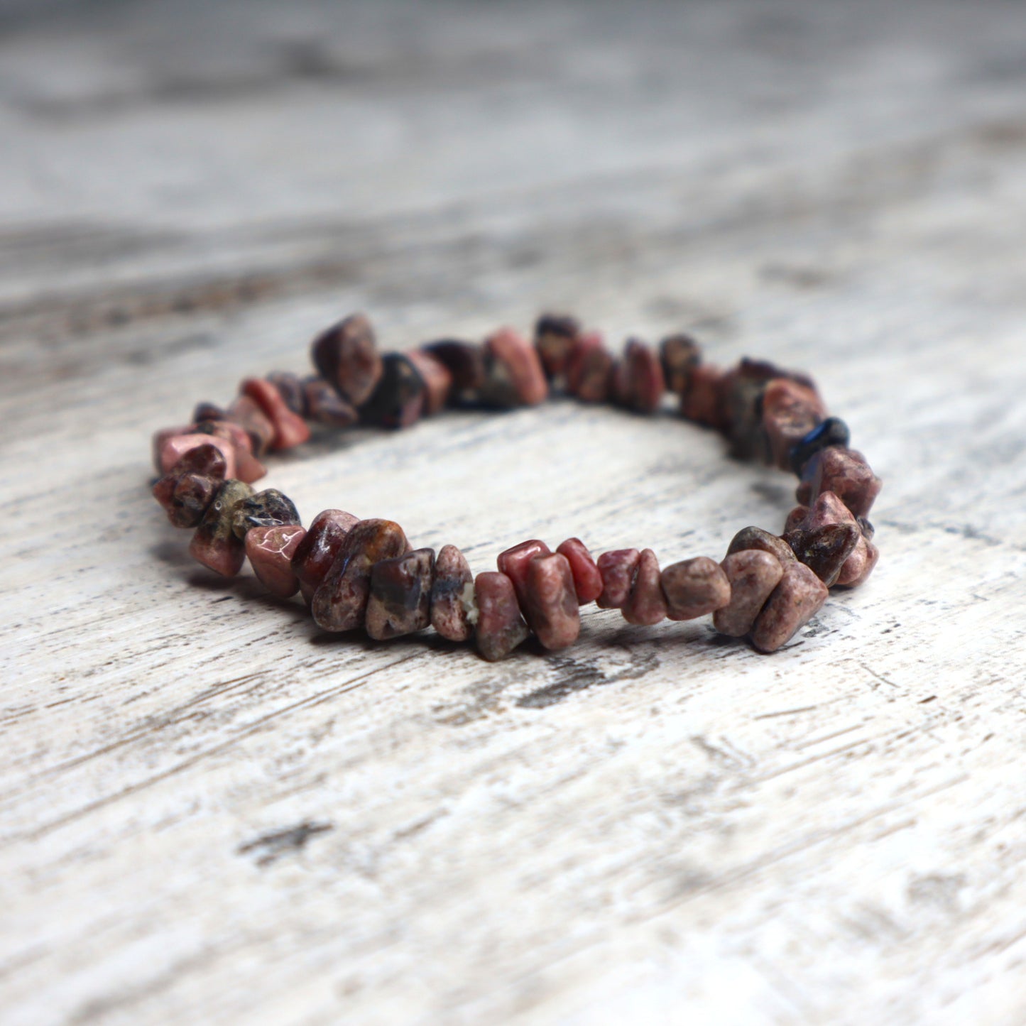 Rhodonite Crystal Chip Bracelet