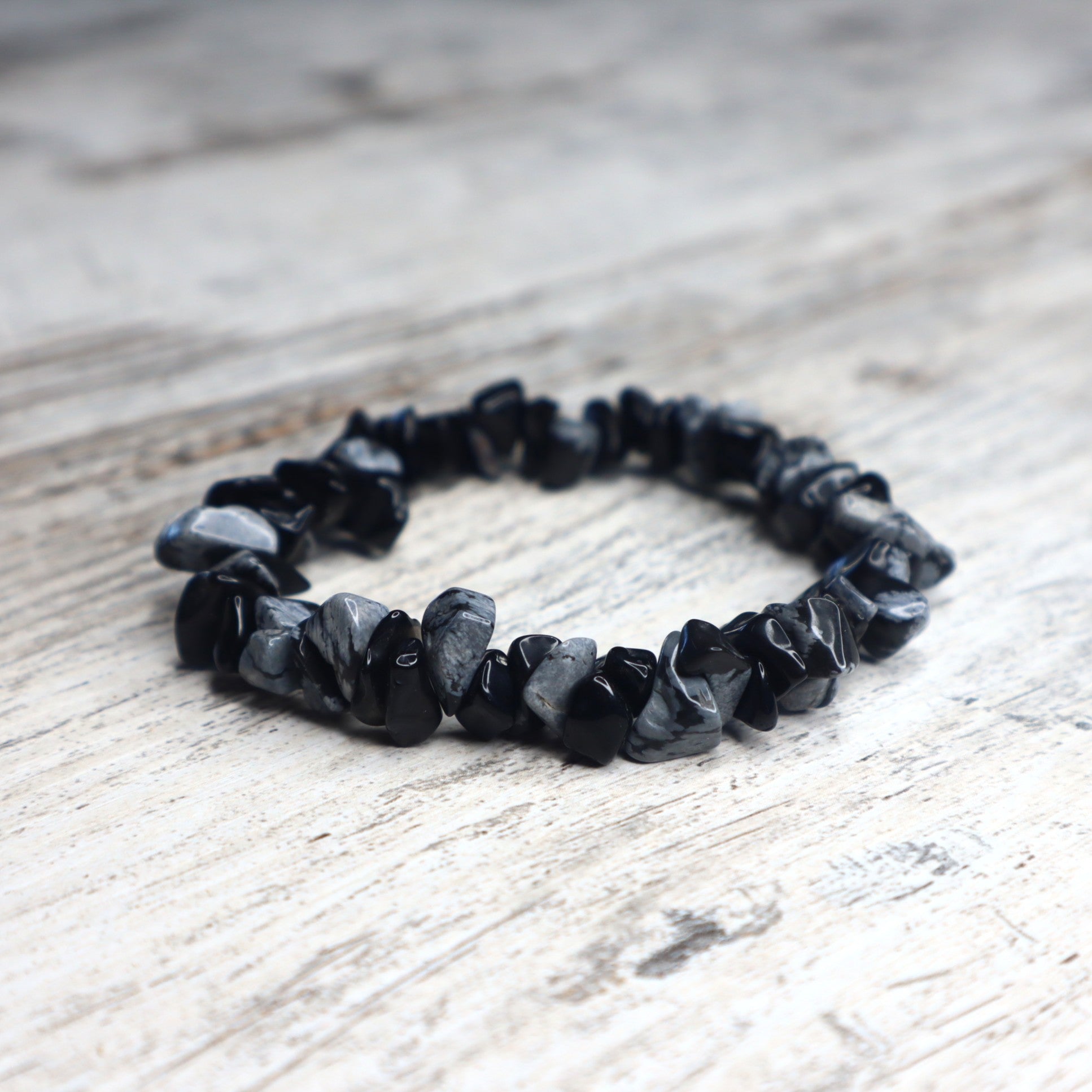 Snowflake Obsidian Chip Bracelet | Balance, Protection & Inner Calm