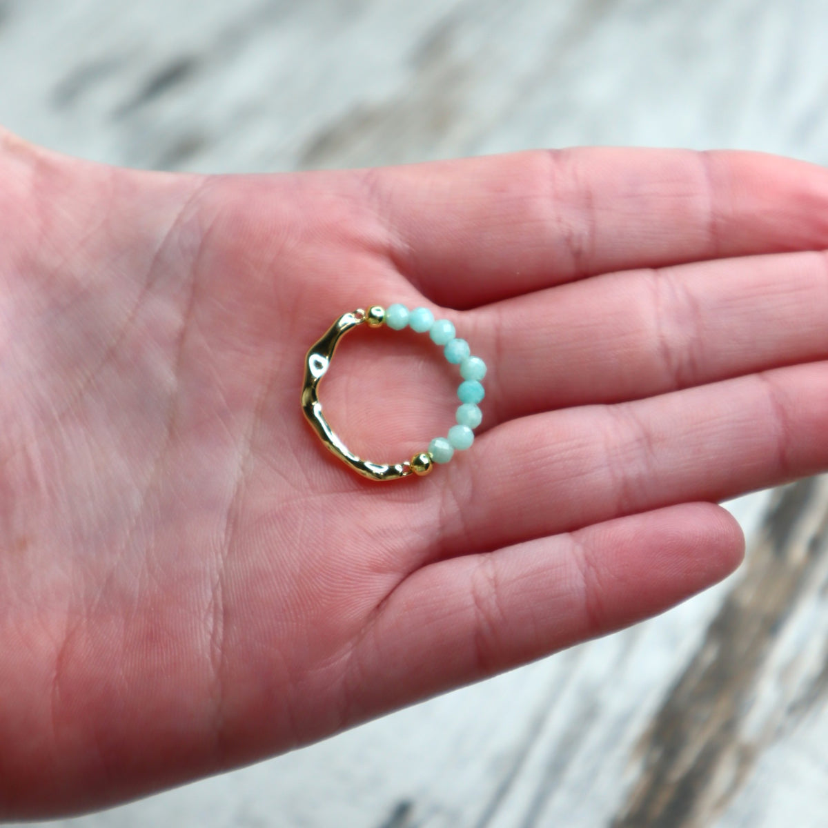 Amazonite Beaded Ring | Calm, Confidence & Authentic Expression