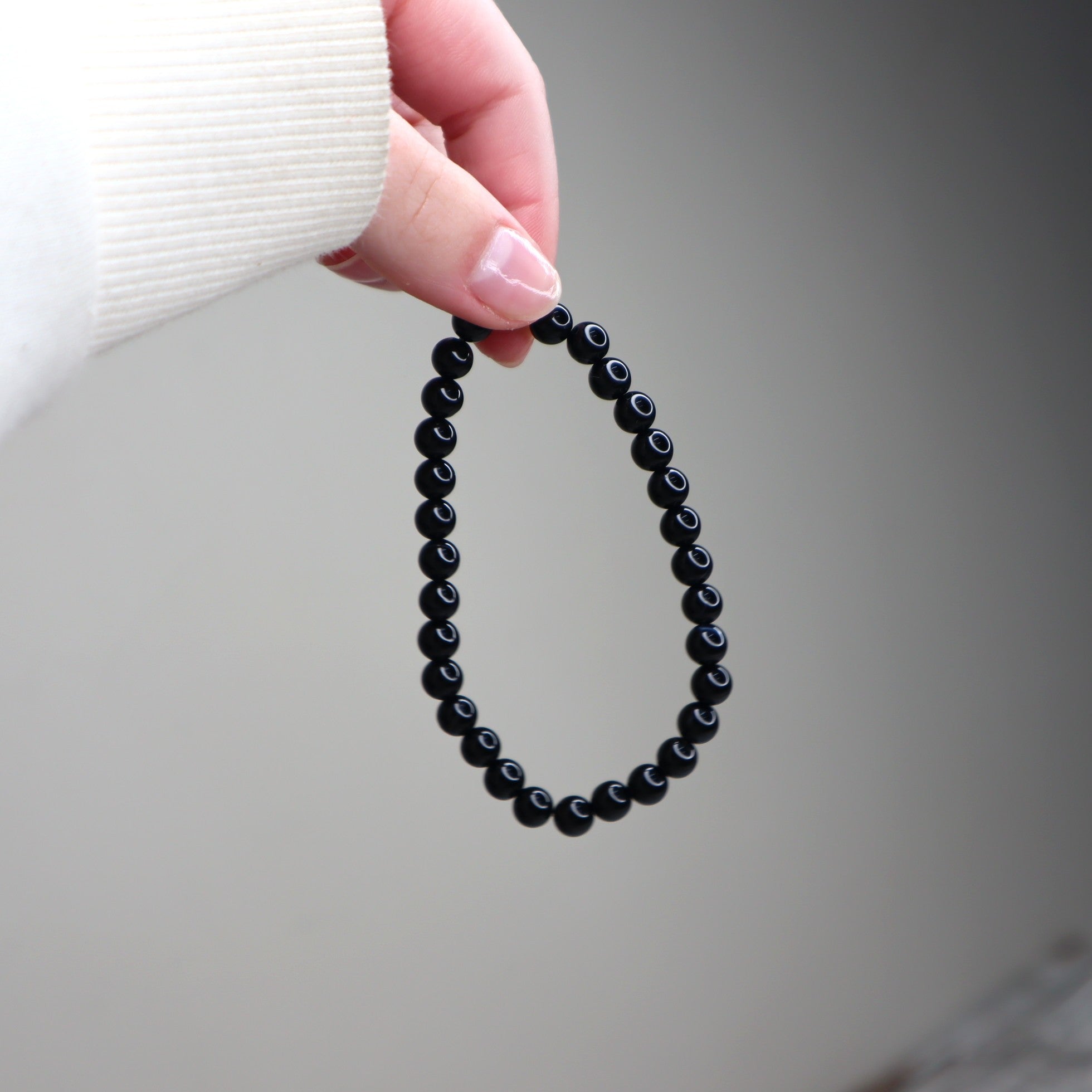 Black Agate Bead Bracelet | 6mm | Protection, Strength & Grounding