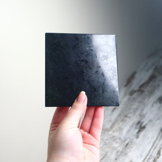 Black Tourmaline Charging Plate | Protection, Grounding & Energy Cleansing
