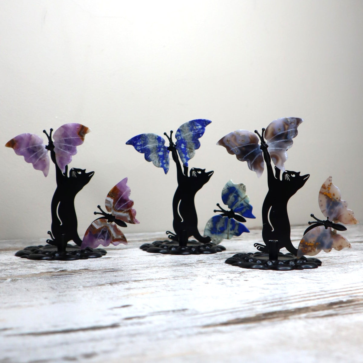 Lapis Lazuli Cat & Butterfly Display | Wisdom, Intuition & Inner Truth