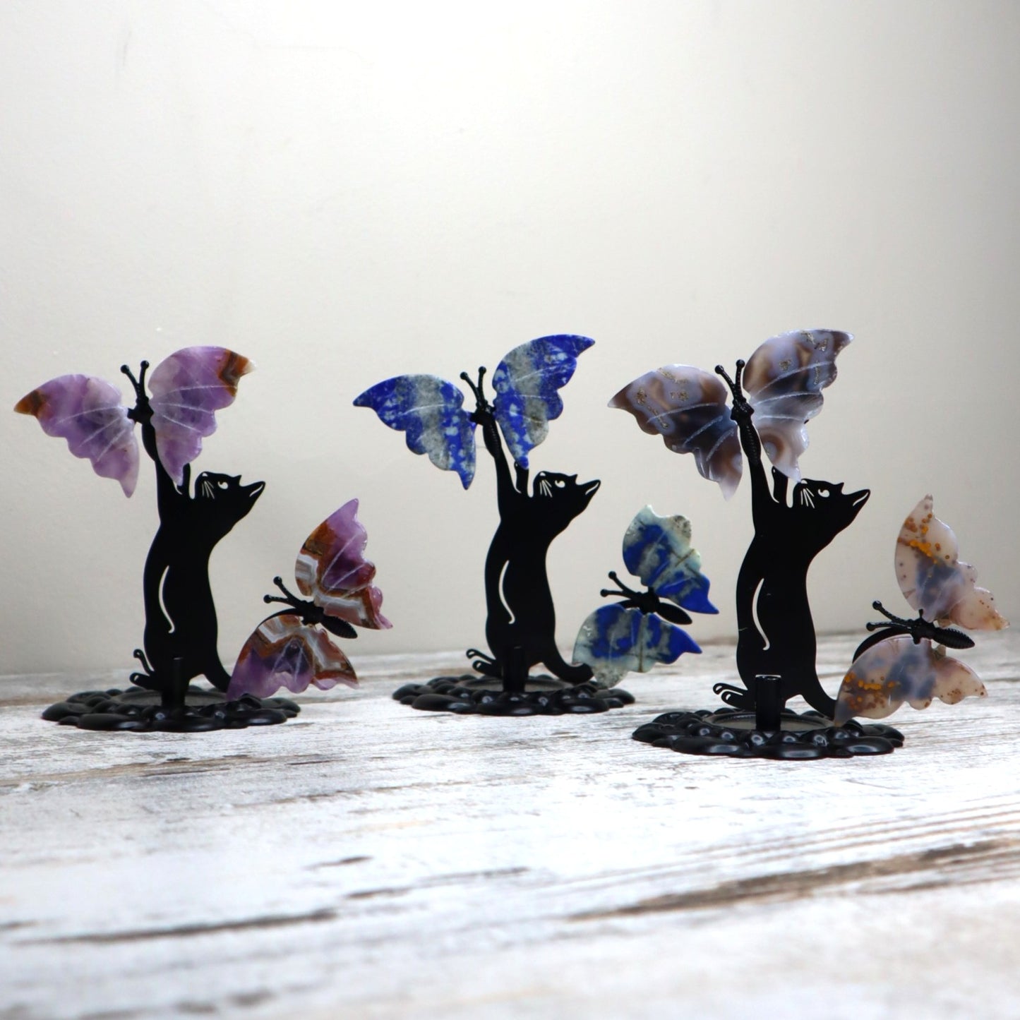 Ocean Jasper Cat & Butterfly Display | Joy, Renewal & Emotional Harmony