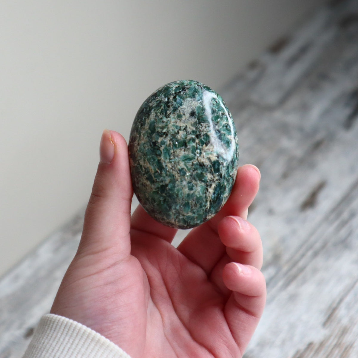 Emerald in Matrix Palm Stone | Love, Abundance & Heart Wisdom