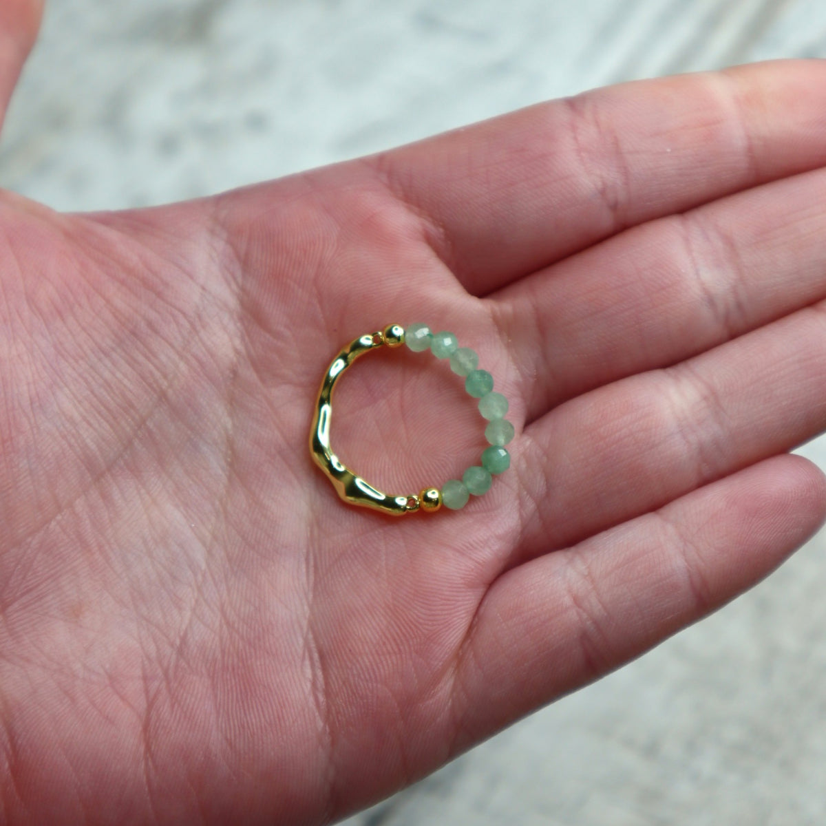 Green Aventurine Beaded Ring | Abundance, Luck & New Beginnings