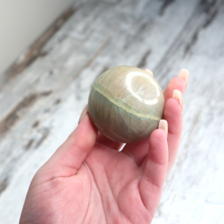 Green Moonstone (Garnierite) Palm Stone | Emotional Balance, Intuition & New Beginnings