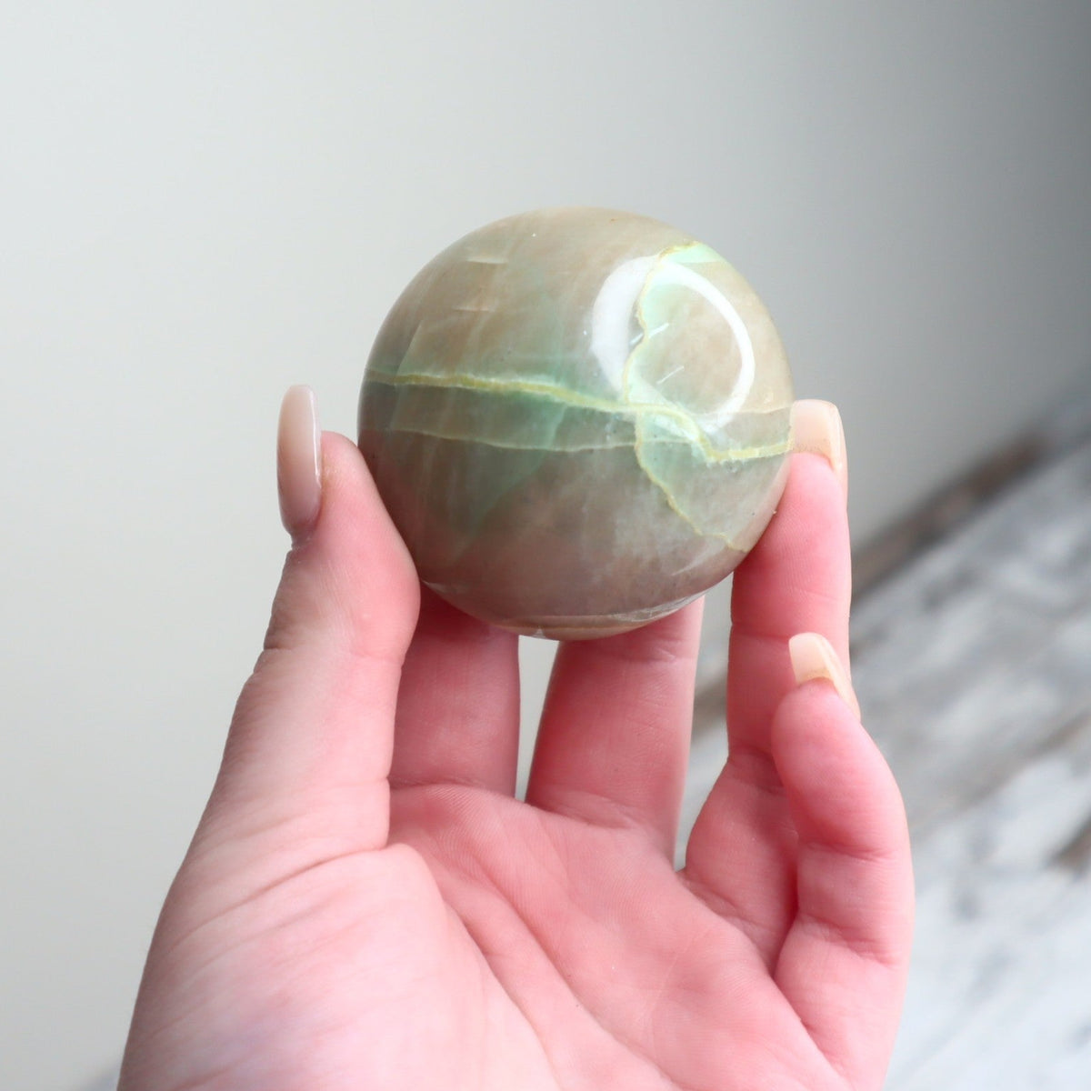 Green Moonstone (Garnierite) Palm Stone | Emotional Balance, Intuition & New Beginnings
