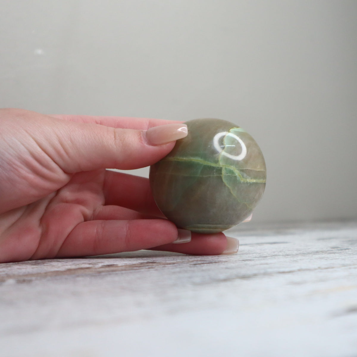 Green Moonstone (Garnierite) Palm Stone | Emotional Balance, Intuition & New Beginnings