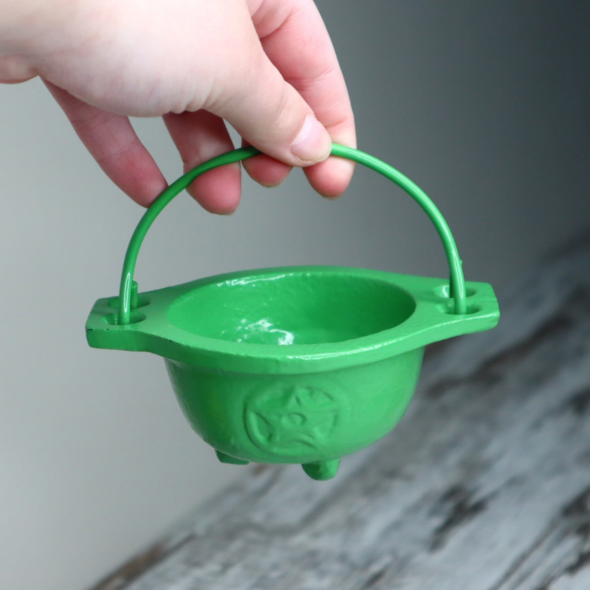 Cast Iron Pentagram Cauldron | Green | Rituals, Intention & Altar Magic