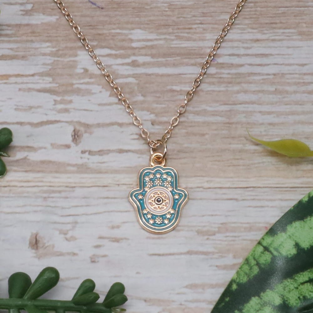 Hand of Hamsa Necklace Greeting Card | Protection, Peace & Divine Guidance