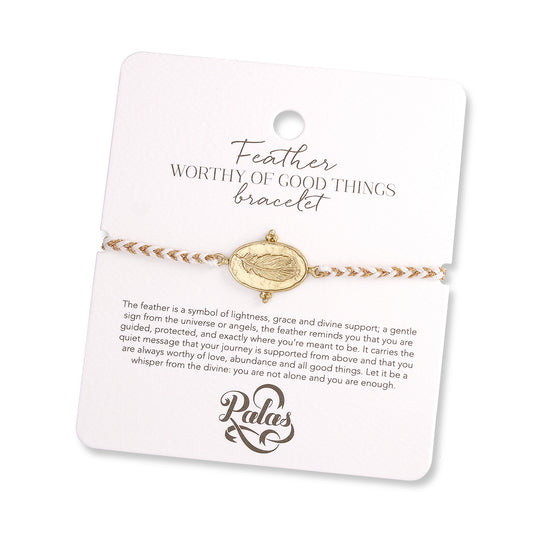 Feather 'Worthy Of Good Things' Bracelet | Self-Love, Worthiness & Joy