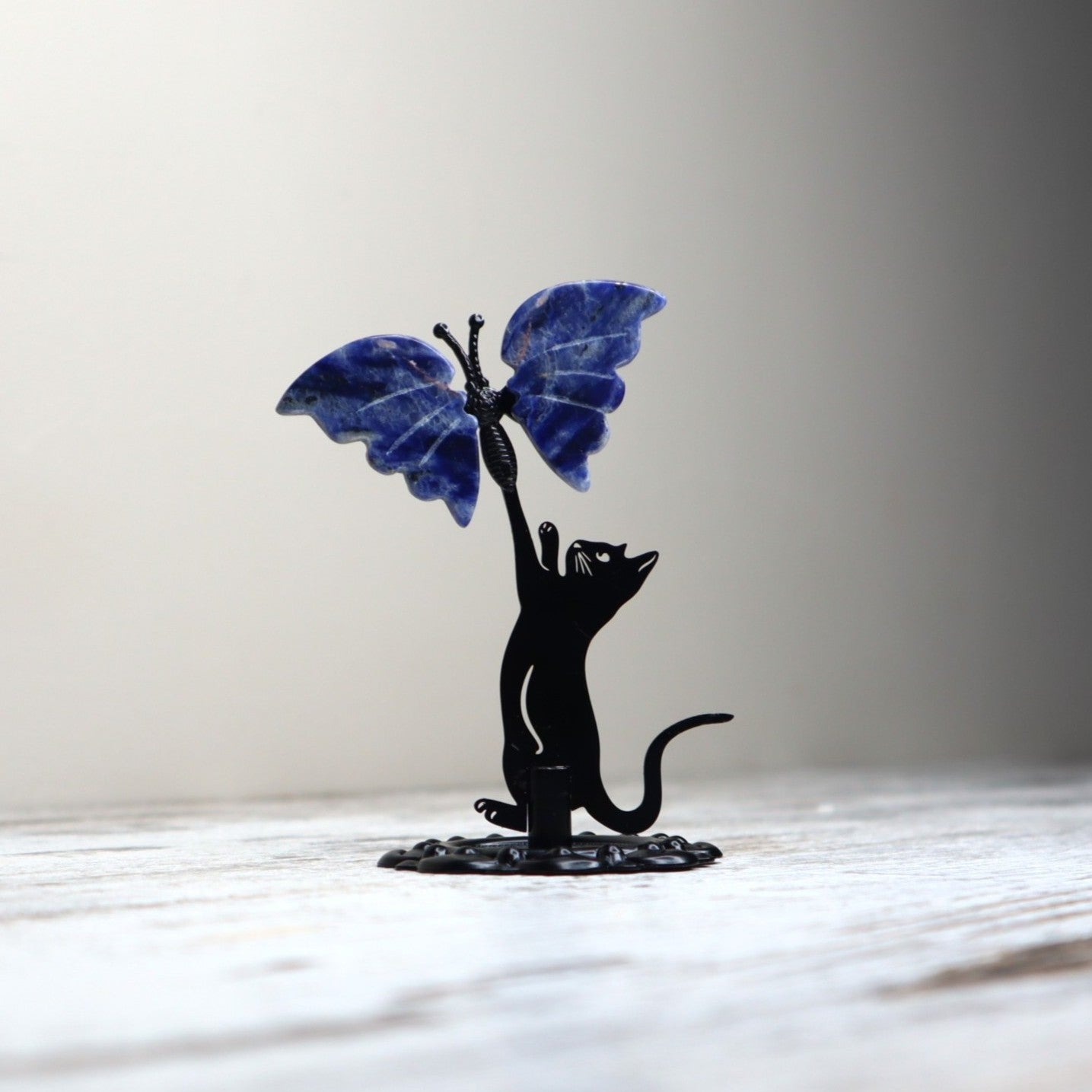 Sodalite Cat & Butterfly Display | Wisdom, Intuition & Inner Calm