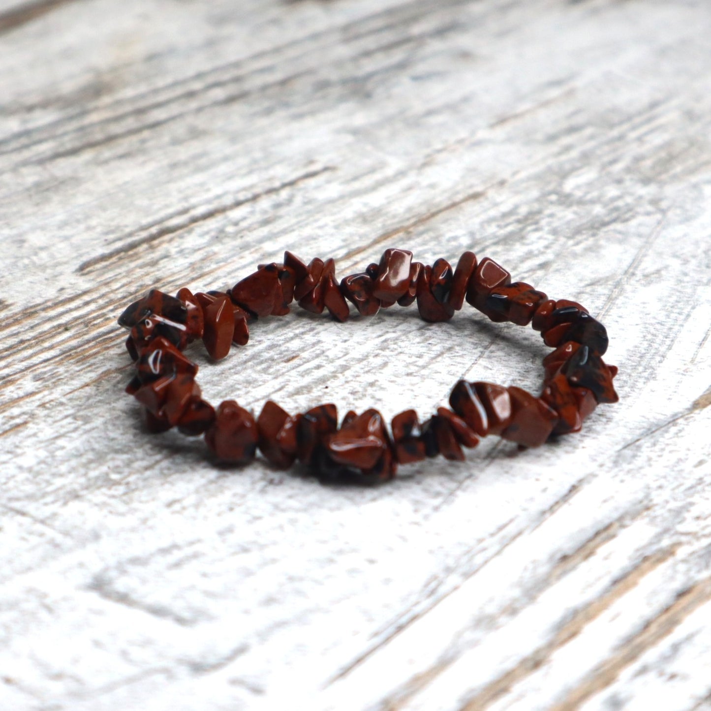 Mahogany Obsidian Crystal Chip Bracelet