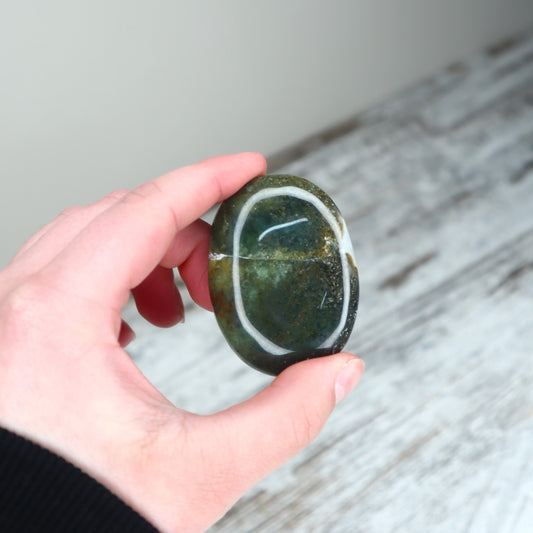 Moss Agate Palm Stone | Growth, Renewal & Grounded Abundance