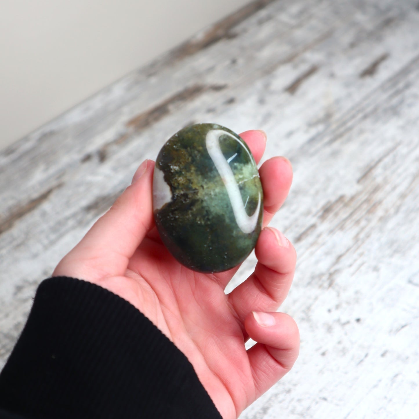 Moss Agate Palm Stone | Growth, Renewal & Grounded Abundance