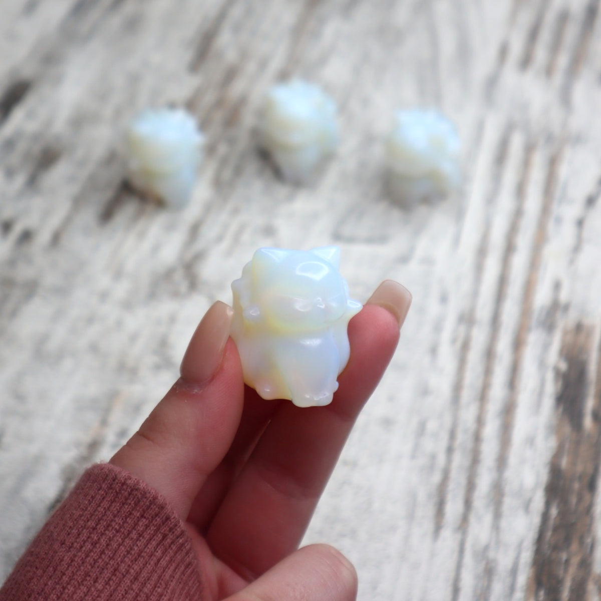 Opalite Nine-Tailed Fox Mini Carving | Intuition, Magic & New Possibilities