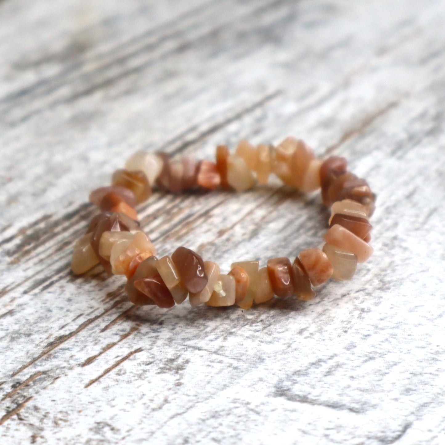 Peach Moonstone Crystal Chip Bracelet
