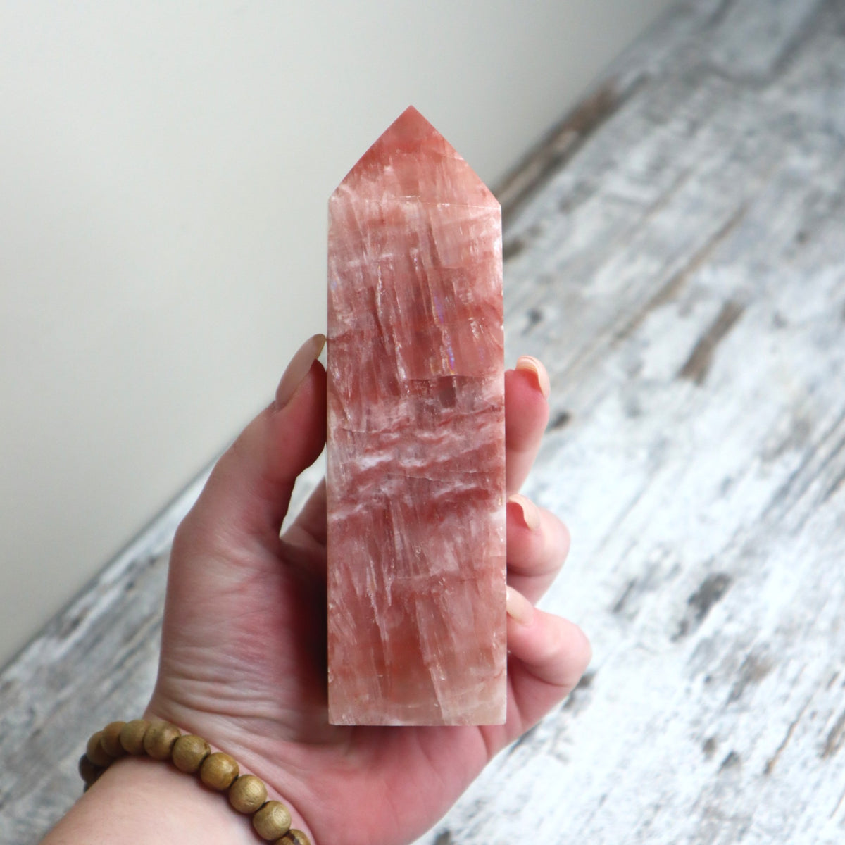 Rose Calcite Tower | Emotional Healing, Calm & Heart Support