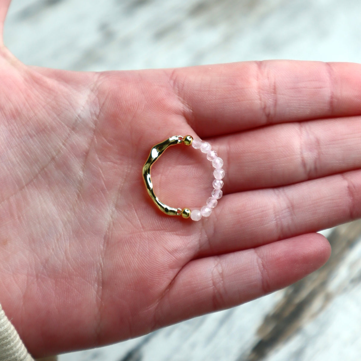 Rose Quartz Beaded Ring | Love, Self-Love & Emotional Healing
