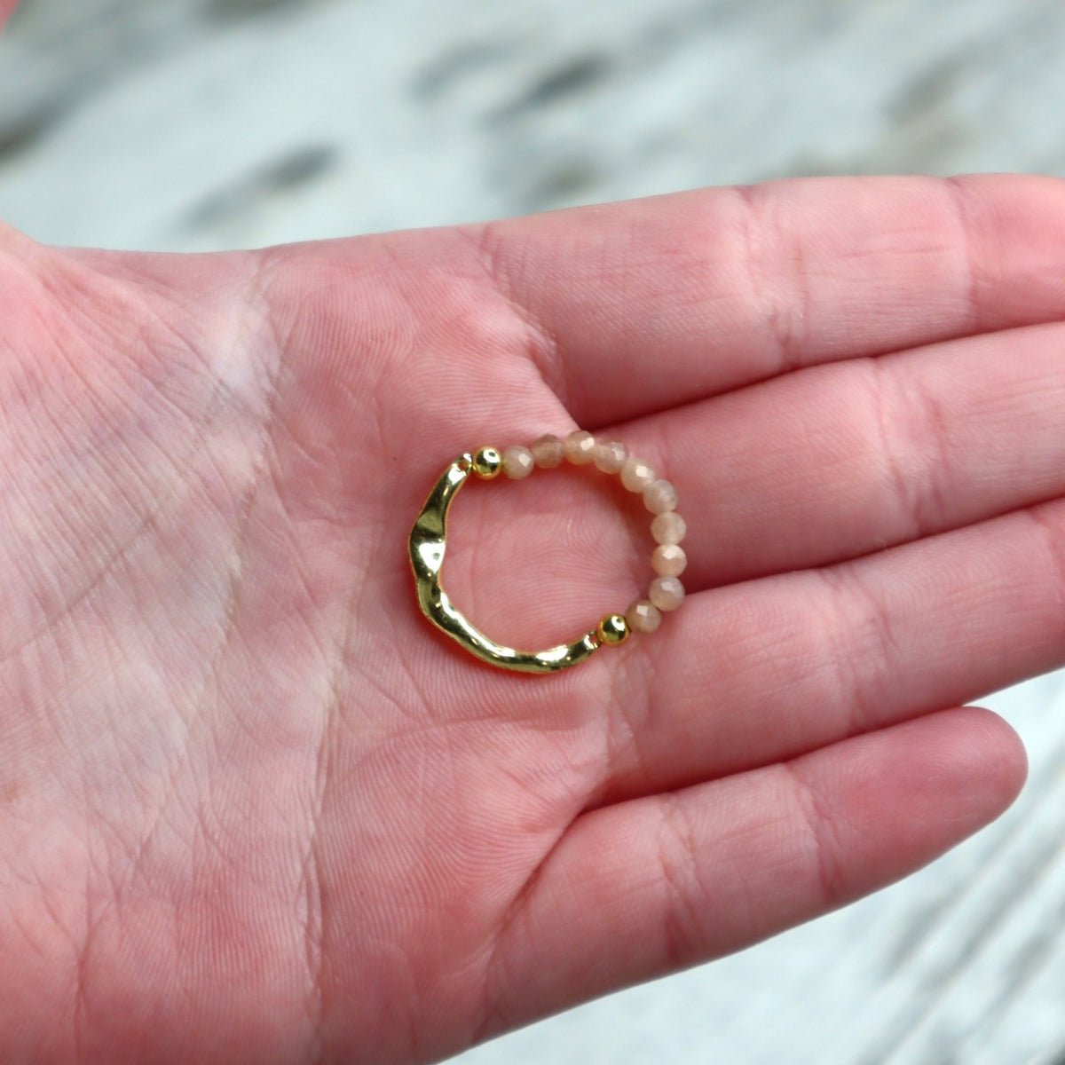 Sunstone Beaded Ring | Happiness, Confidence & Abundance
