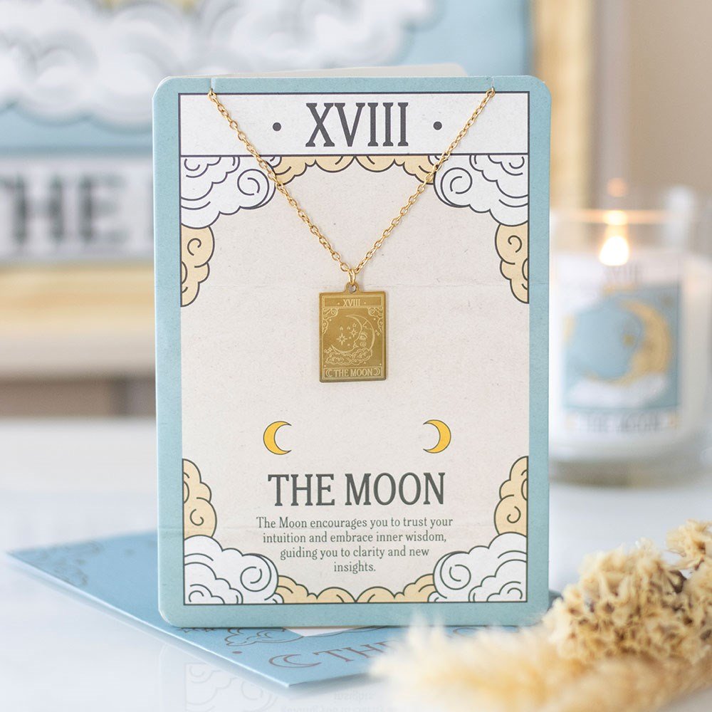 The Moon Tarot Necklace Greeting Card | Intuition, Inner Wisdom & Emotional Clarity