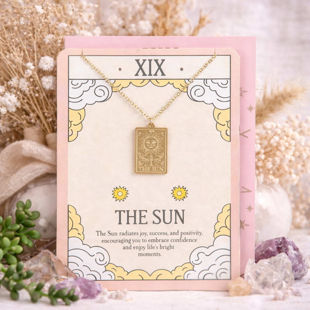 The Sun Tarot Necklace Greeting Card | Joy, Confidence & Positive Energy