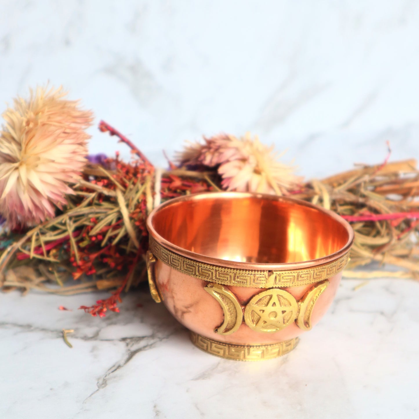 Triple Moon Copper Bowl | 7.5cm | Intuition, Protection & Ritual Power