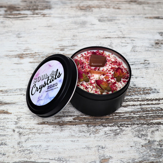 'New Beginnings' Soy Candle Tin | Peach Moonstone