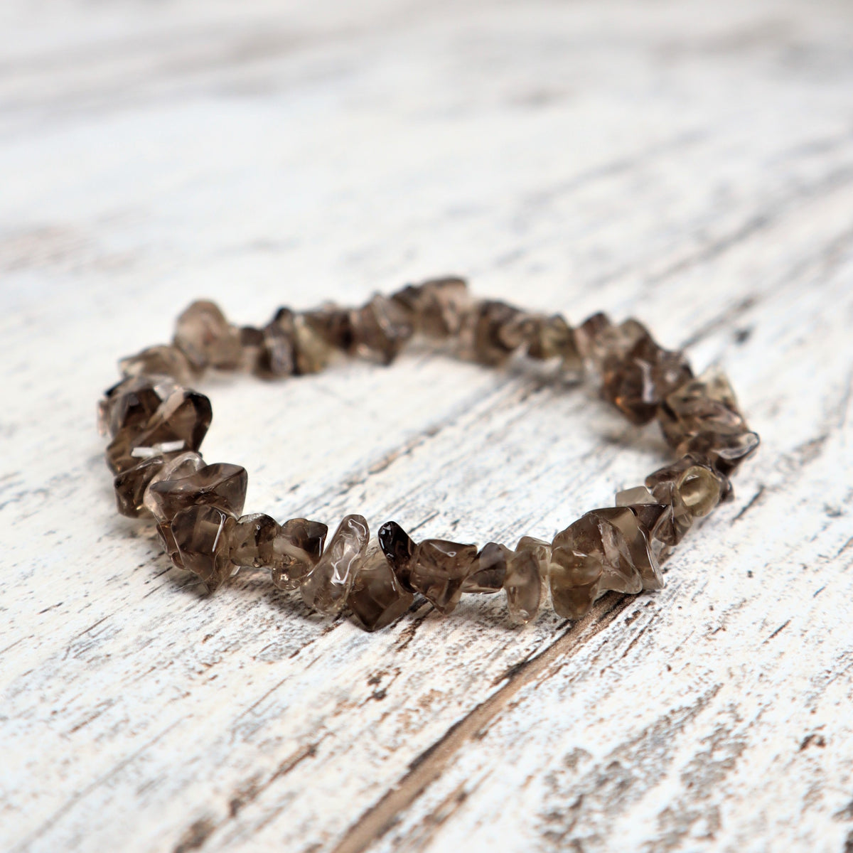 Smokey Quartz Crystal Chip Bracelet | Grounding, Protection & Release