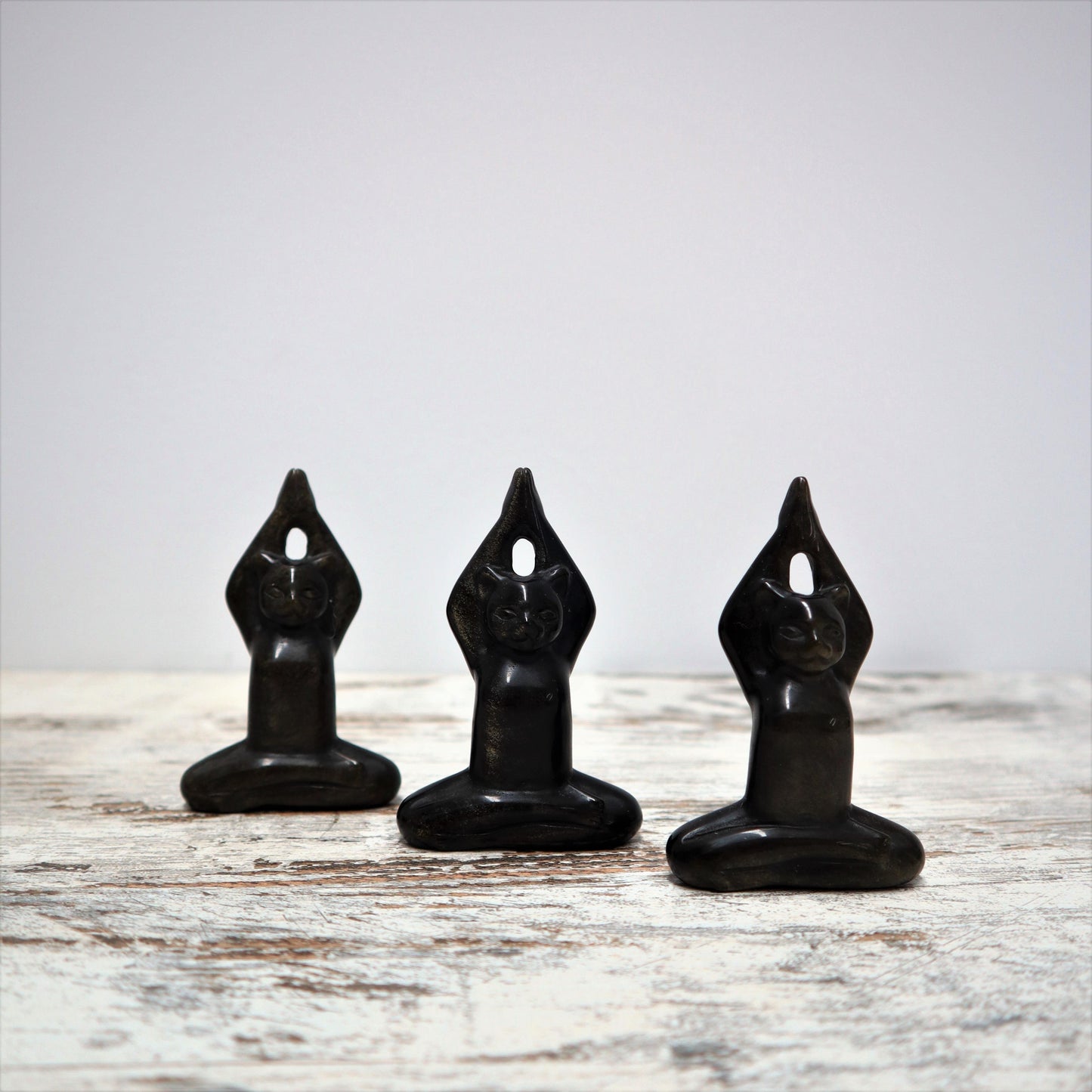 Gold Sheen Obsidian Yoga Cat | Intuitively Chosen | Protection, Focus & Inner Power