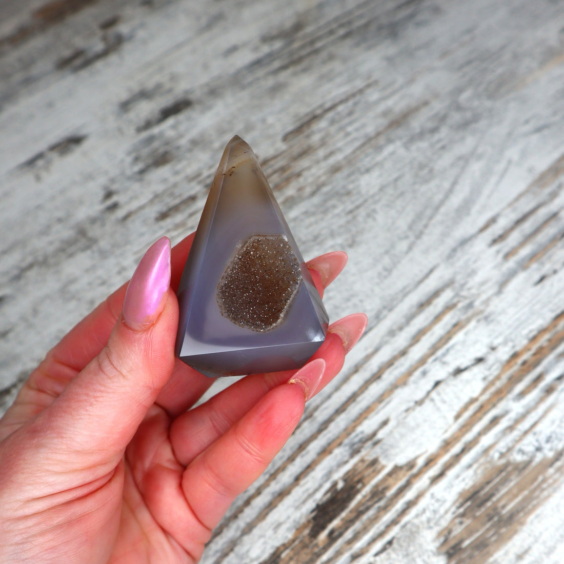 Druzy Milky Agate Diamond | Grounded Glow + Subtle Sparkle