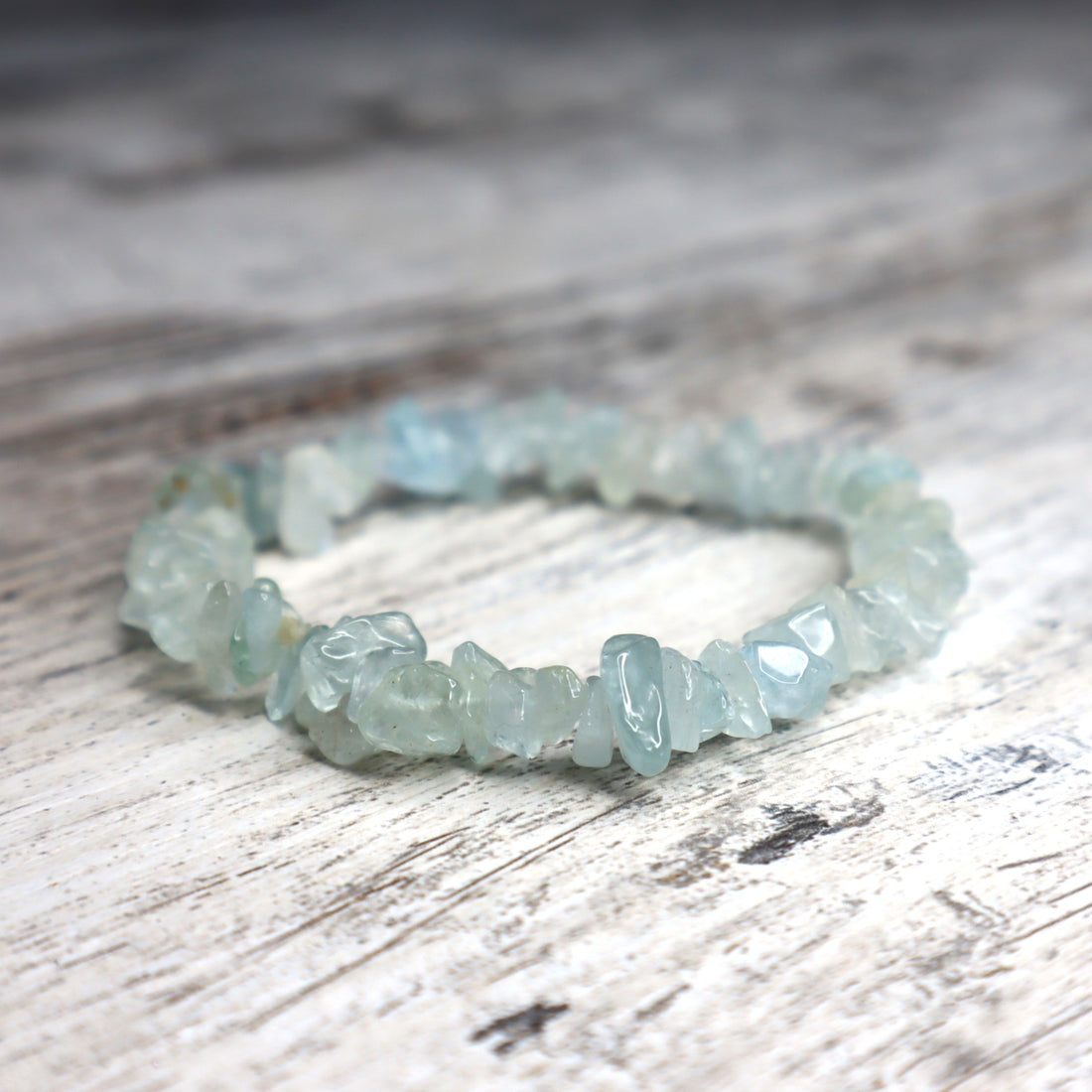Aquamarine Crystal Chip Bracelet | Peace, Flow &amp; Courage