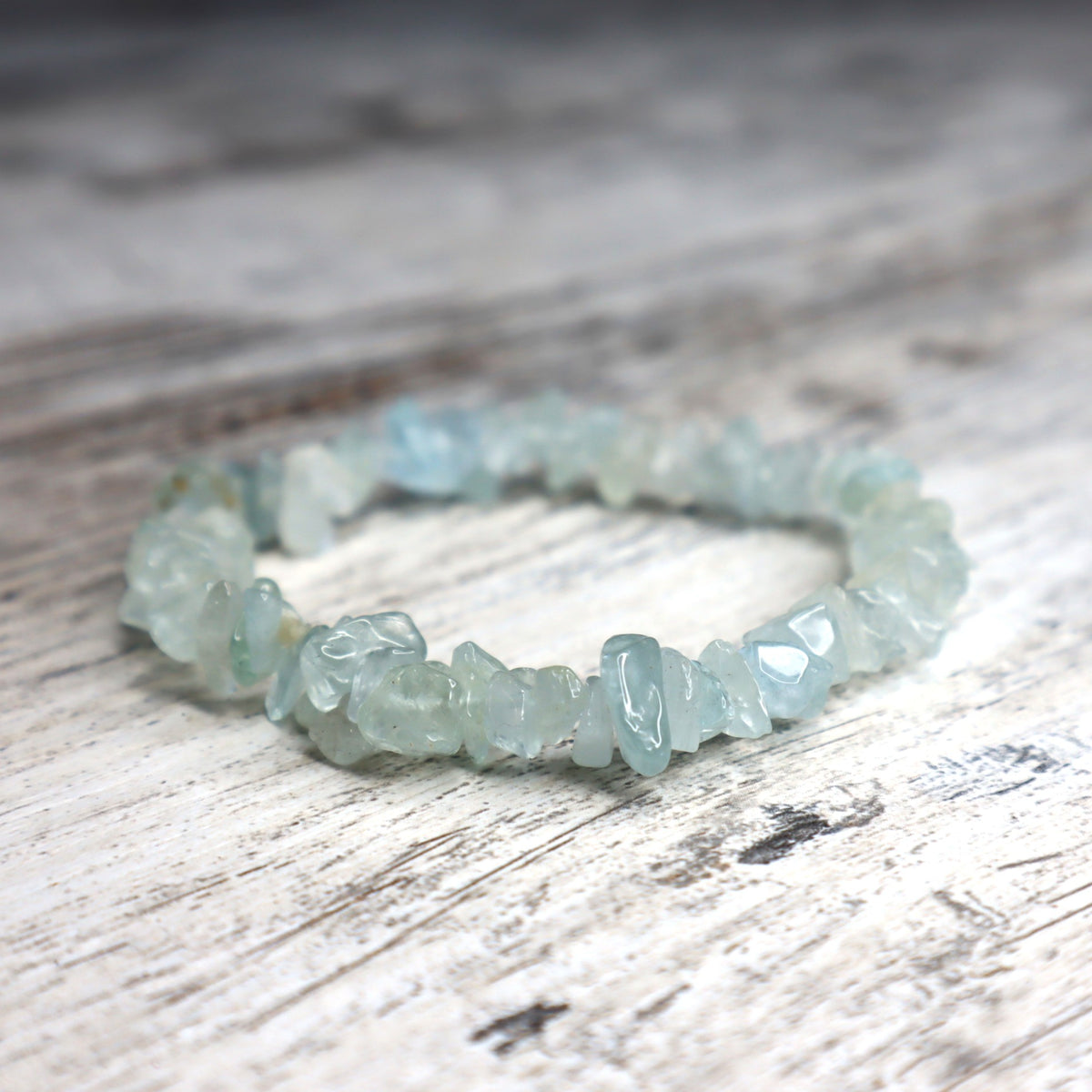 Aquamarine Crystal Chip Bracelet | Peace, Flow &amp; Courage