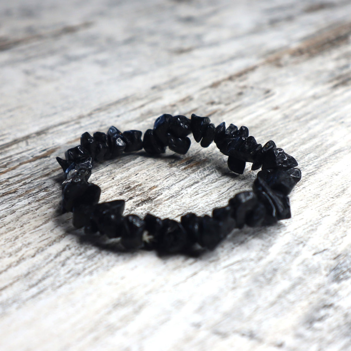 Black Tourmaline Chip Bracelet | Protection, Grounding &amp; Energy Shield