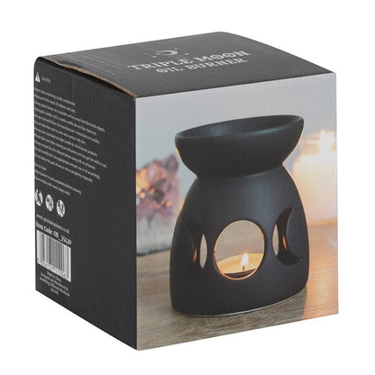 Black Triple Moon Oil Burner | Intuition, Cleansing & Ritual Ambience