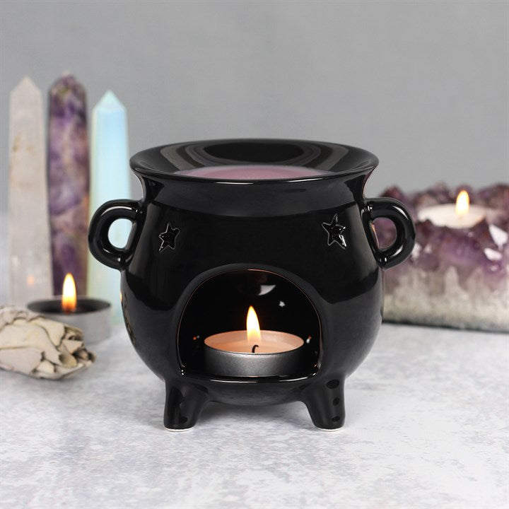 Black Cauldron Oil Burner | 13cm | Protection, Ritual & Witchy Ambience