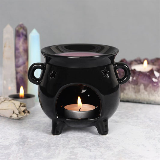 Black Cauldron Oil Burner | 13cm | Protection, Ritual & Witchy Ambience
