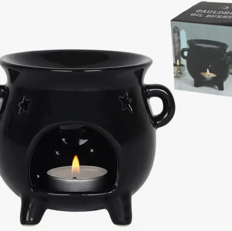 Black Cauldron Oil Burner | 13cm | Protection, Ritual & Witchy Ambience