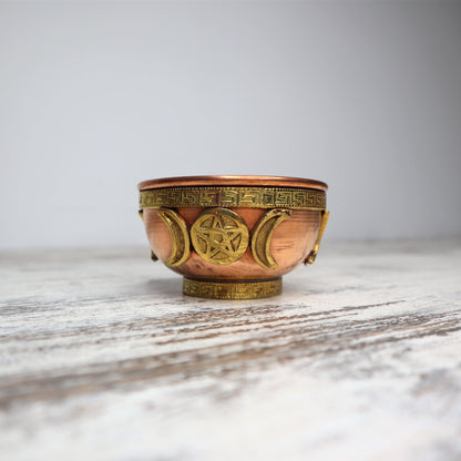 Triple Moon Copper Bowl | 7.5cm | Intuition, Protection & Ritual Power