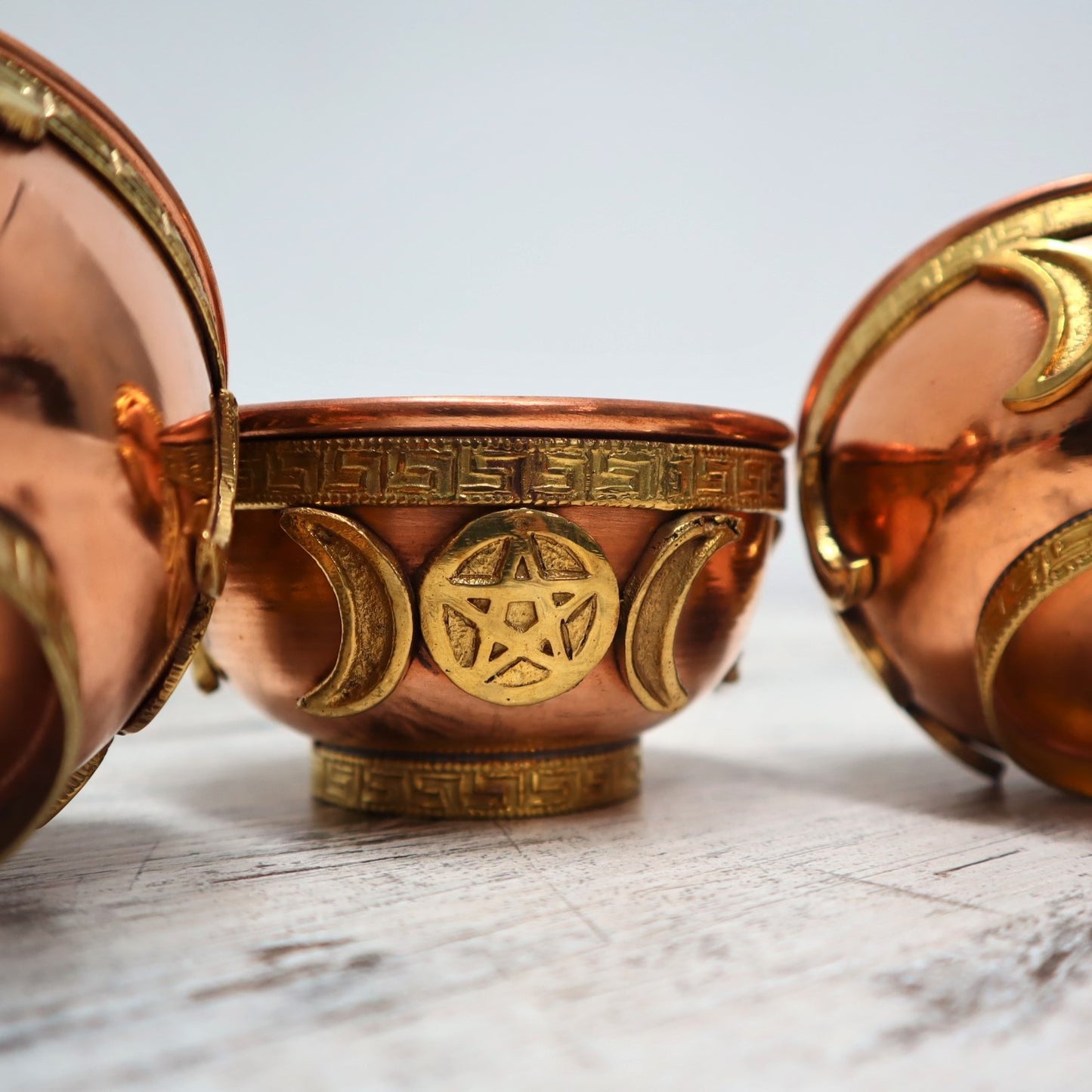 Triple Moon Copper Bowl | 7.5cm | Intuition, Protection & Ritual Power