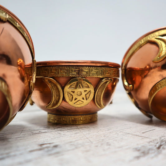 Triple Moon Copper Bowl | 7.5cm | Intuition, Protection & Ritual Power