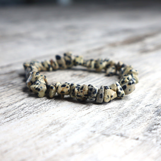 Dalmatian Jasper Crystal Chip Bracelet