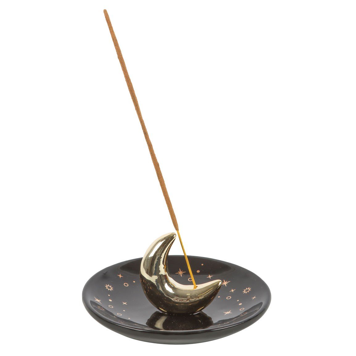 Gold Crescent Moon Incense Stick Holder | Lunar Magic, Intuition &amp; Sacred Stillness