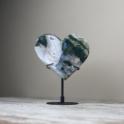 Moss Agate Heart Carving | Rich Moss Swirls | Grounding & Inner Growth